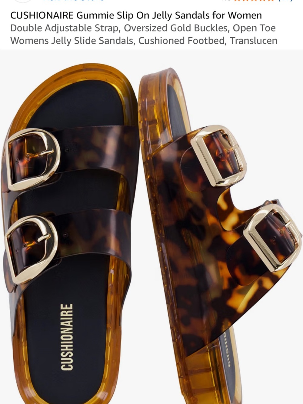 CUSHIONAIRE Tortoiseshell Double-Buckle Jelly Slide Sandals - Brown